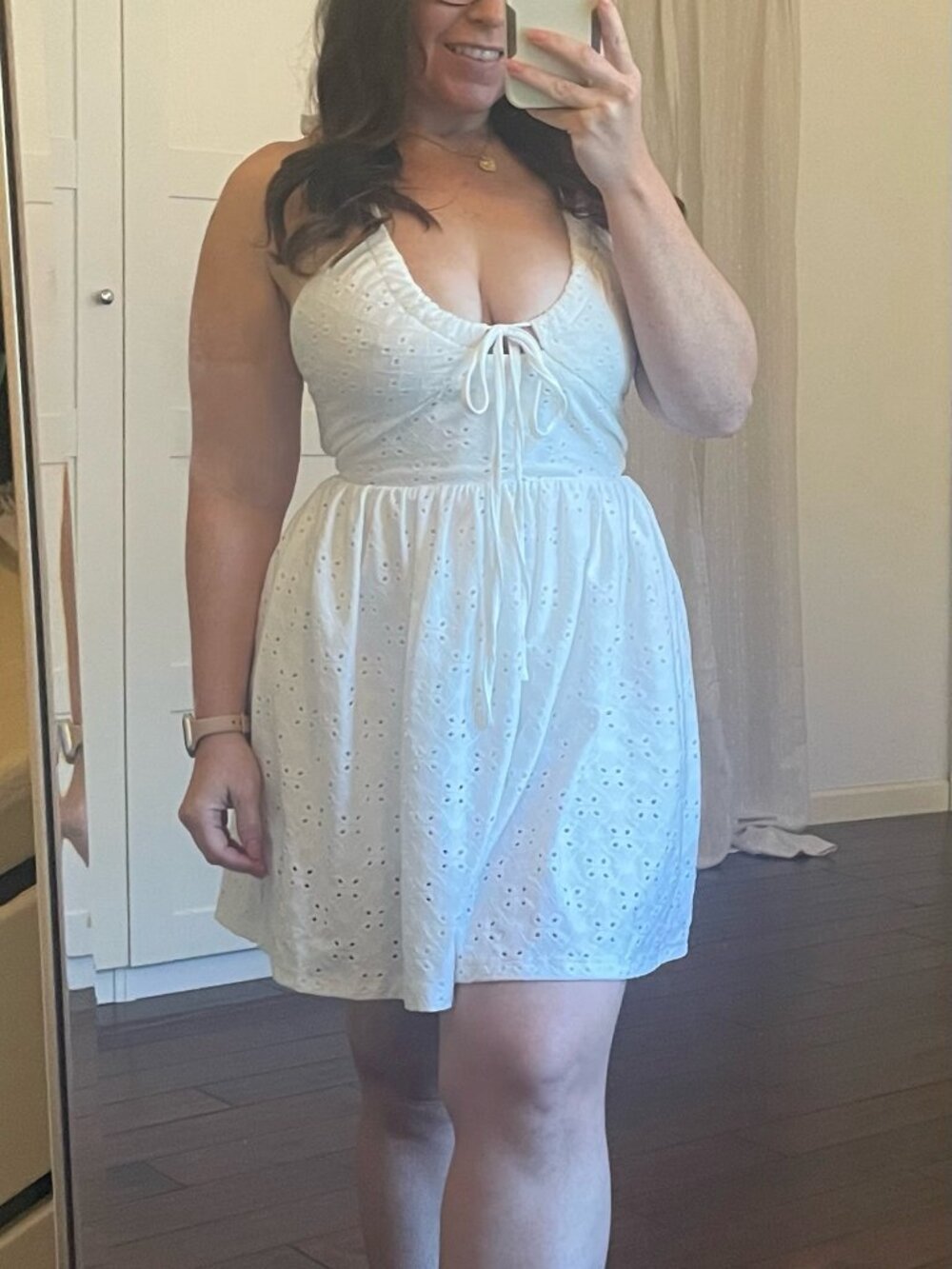 Shein White Eyelet Keyhole Mini Sundress - Sz S